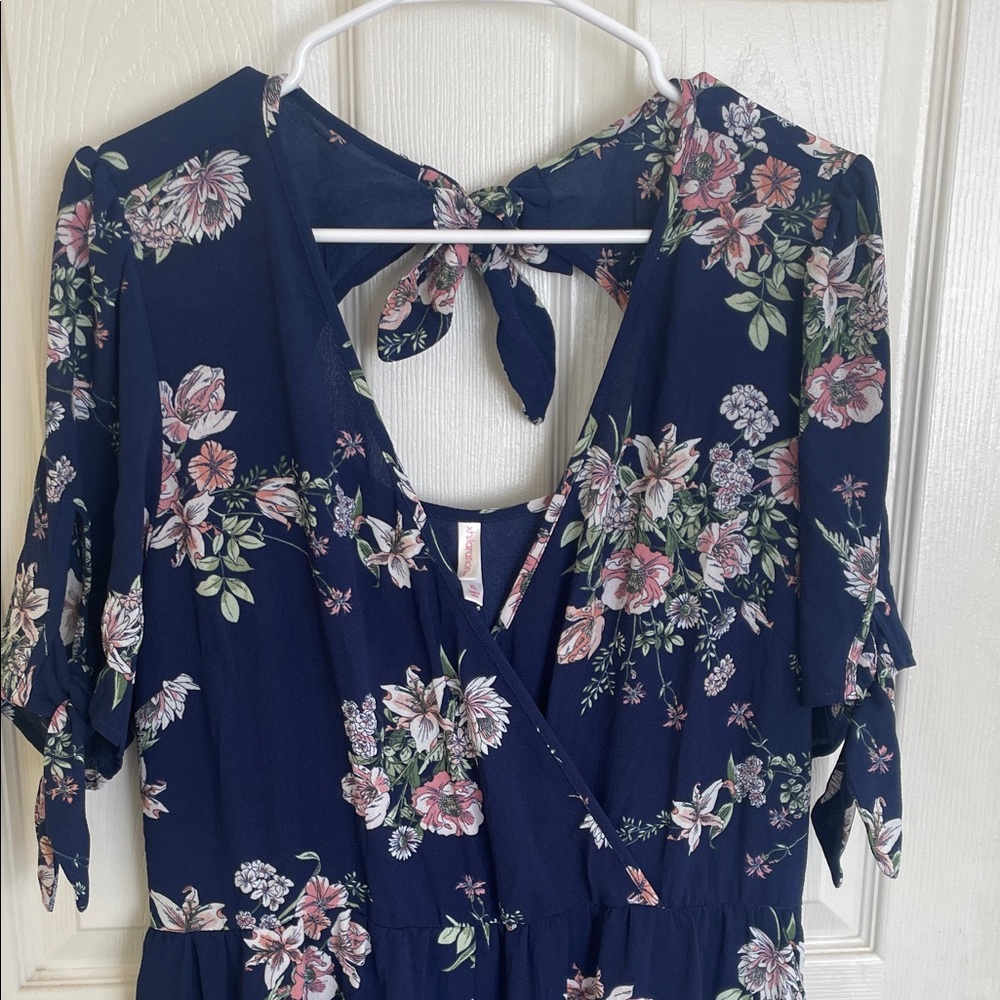 Xhilaration Navy Floral Wrap Jumpsuit (w/ pockets!!!)